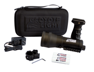1000 yard LED infrared illuminator from Coyote Light with rechargeable battery.